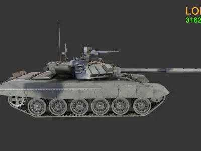 Asset - Army - Tank - T90 Low-poly 3D model