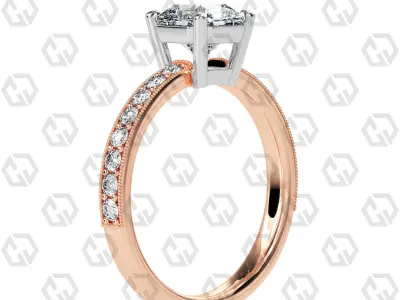 Ring 220 Radiant shape pave set ring with gems 3D print model