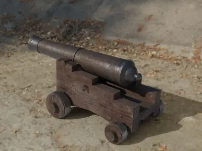 Old Cannon Low-poly 3D model 6