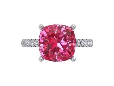 Cushion Solitaire Ring 3D print model