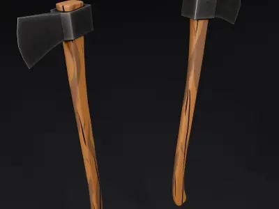 Wooden axe low poly 3d model Low-poly 3D model