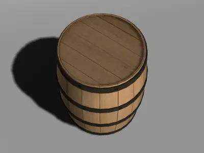 Wooden Barrel Low-poly 3D model 12
