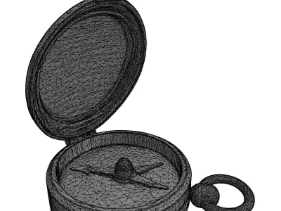 Detailed Vintage Brass Pocket Compass Low-poly 3D model