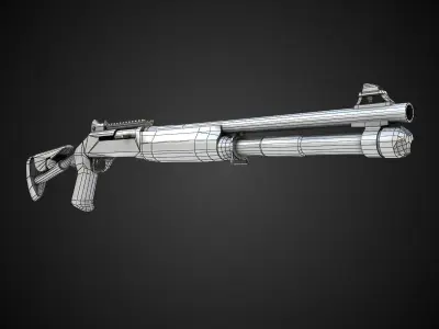 Low poly shotguns collection rifle Low-poly 3D model