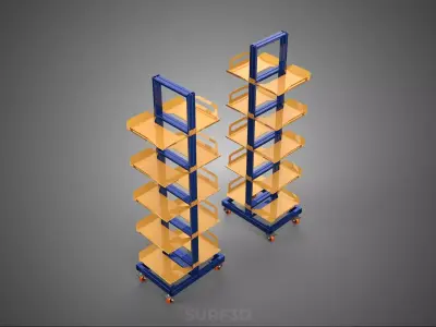 VERTICAL UP SHOP SHELVING STORAGE CART RACK TIERED WHEELS CASTOR 3D model