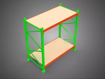 FRAME RACK SHELF WOOD WAREHOUSE METAL MODULAR SHELVING STORAGE 3D model