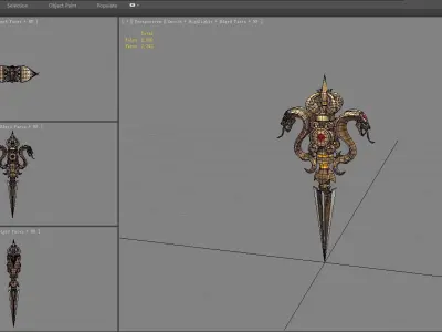 Gold Cobra Dagger - magic weapon Low-poly 3D model