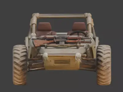 Post Apocalyptic Frontier Buggy 3D Model Low-poly 3D model