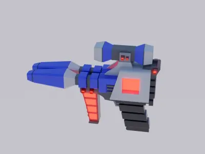 Sci-Fi Gun Game Ready Low-Poly  3D Model Gun 3D Model Low-poly 3D model