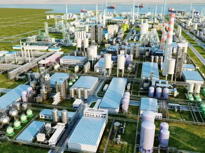 Chemical Plant - Oil Refinery - Industrial Park animation model 3D model