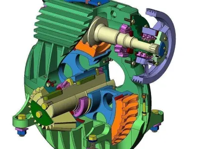 Worm gear a sectoional 3D model