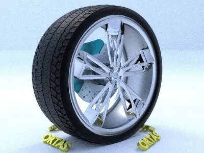 ORTAS CAR RIM 29 GAME READY RIM TIRE AND DISC 3D model