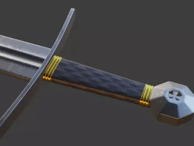 Knight Sword Low-poly 3D model