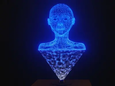 Sci-fi human scan projection Low-poly 3D model