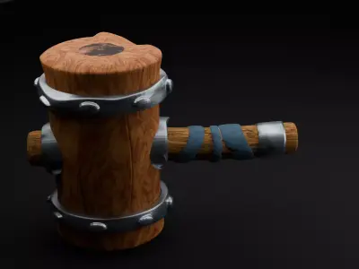 Medieval Wooden Hammer 3D model