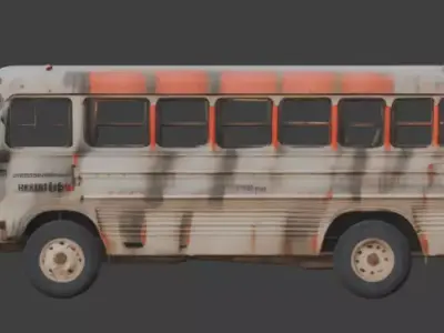 Wrecked Small Transit Bus 3D Model Low-poly 3D model