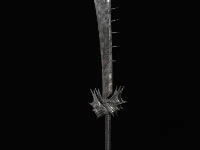 Dark fantasy night blade  Low-poly 3D model