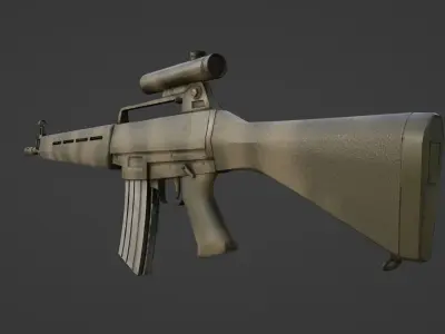 Retro Assault Rifle Low-poly 3D model