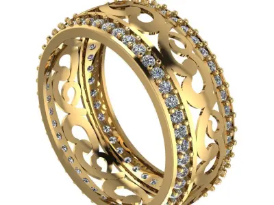 Women Band Ring render model view 3D model 3D print model