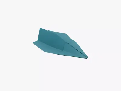 Paper Plane Teal Low-poly 3D model