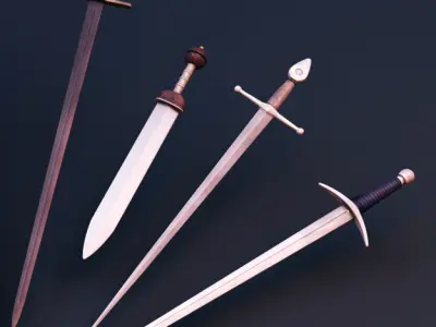 Sword Collection five different swords 3D model