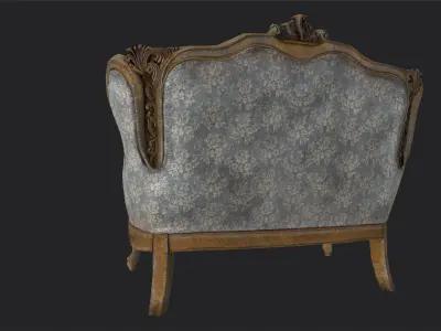 Antique Divan Low-poly 3D model