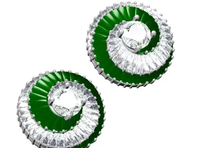 Antique Baguette Diamond Helix Earring 3D print model