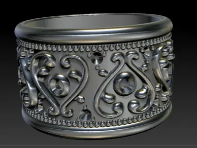 Gold silver ring with antique design ready to print 3D print model purchase