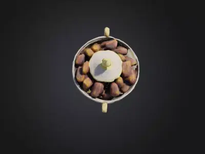 Arab Date Pot with Golden Lid Low-poly 3D model