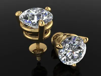 3 Prong Solitaire Earring Stud Basket 7mm 3D print model