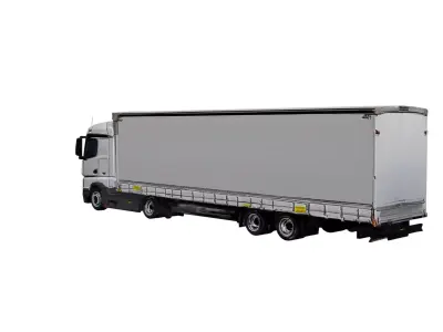 Mercedes Actros Semi Truck With Trailer Cargo Transport 3D model