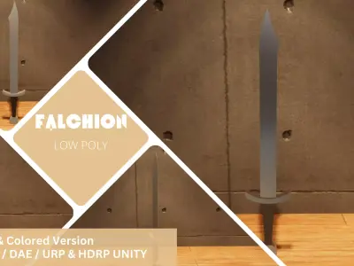 Falchion - Lowpoly Textured and Colorbased sword Low-poly 3D model