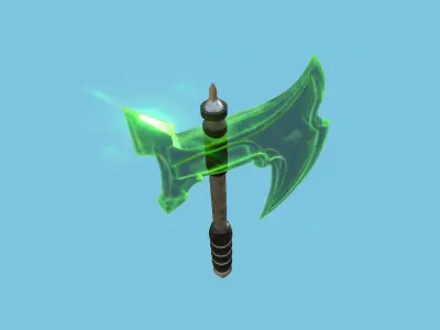 Medieval Battle Axe 04 Green Transparent - Fantasy Weaponry Low-poly 3D model