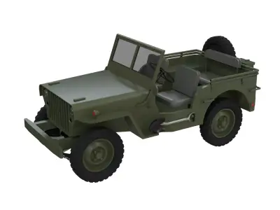 Willys MB Jeep WWII 3D Model Military Jeep Game Ready PBR Low-poly 3D model