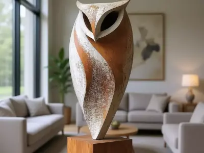 Abstract Owl Sculpture 3D Modern Metal Art Decorative Statue Low-poly 3D model