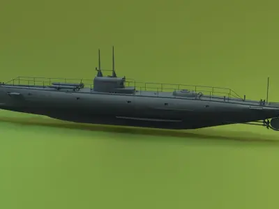 Brazilian F-Class Submarine Low-poly 3D model