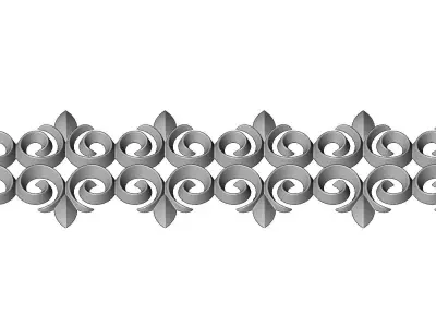 Floral scroll pattern strip relief 3D print model