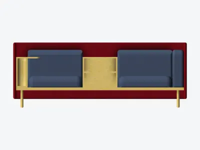 Sofa - Contemporary - Flame - Medium - Central Shelf Work Shelf Low-poly 3D model