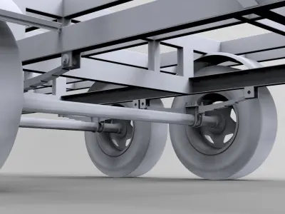 Flat Bed Trailer 3D model