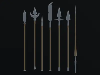 Cartoon medieval weapons Polygonal Style Low-poly 3D model