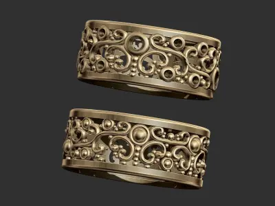 Arabesque Male and Female Ring 3D print model