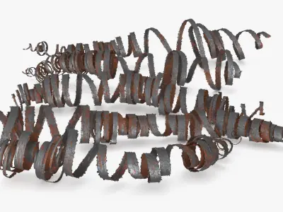 Rusted Steel Shavings from Lathe Processing 3D model