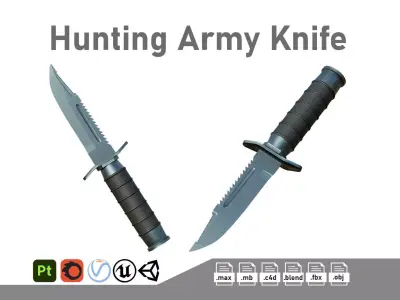 Tactical Hunting Army Knife Low-poly 3D model