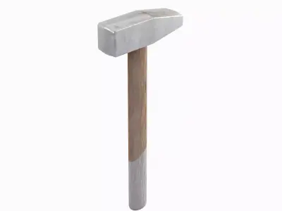 Wooden Industrial Hammer 02 Low-poly 3D model