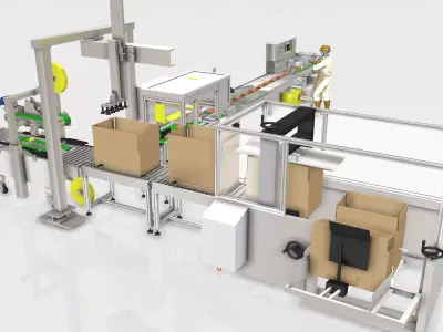 FULL Line Packaging Machine - Industrial Design Low-poly 3D model