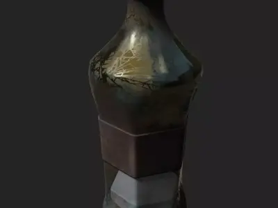bottle with substance on the bottom PBR low poly Low-poly 3D model