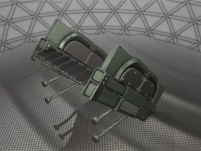 Sci-Fi Stairs - 21 - Green Version Low-poly 3D model