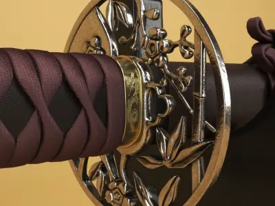 Japanese Katana - High Poly 3D model