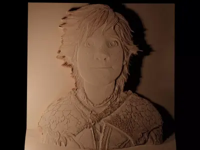 Hiccup How to Train Your Dragon CNC High Relief Sand Casting 3D print model