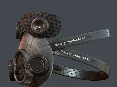 Gas mask helmet 3d model scifi Low-poly  Low-poly 3D model 14
